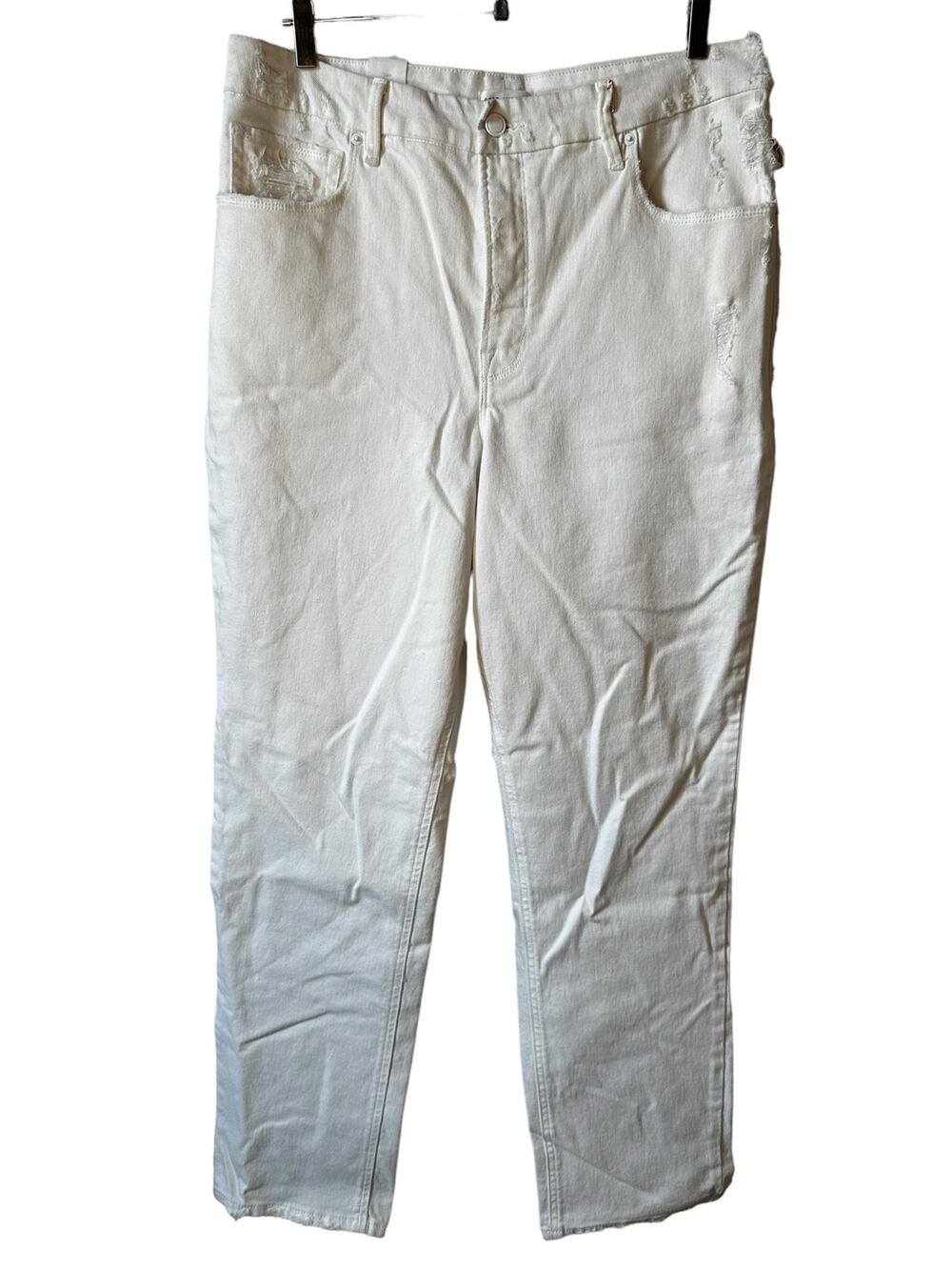 Good American New Womens High Rise Jeans White Size 15 Distressed Minimalist